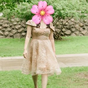 Off the shoulder floral tulle dress